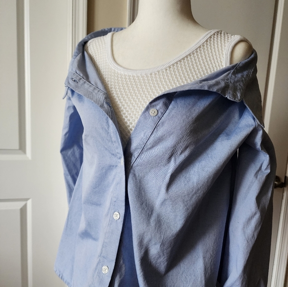 Sandy Liang Devlin Layered Cotton & Mesh top in blue - Picture 4 of 8